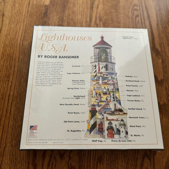 Lighthouses U.S.A. Sealed NOS Vintage Shaped Jigsaw Puzzle 600 Pieces New 2000 - Picture 2 of 11